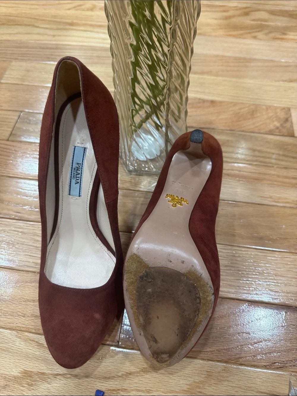Prada Burgundy Suede Pumps